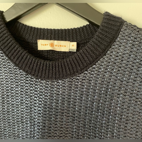 Tory Burch Metallic Blue Merino Wool Sweater - Picture 3 of 7